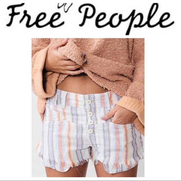 Free People The Morning Rain Stripes Shorts Size 6 NWT Multicolor - Picture 1 of 8